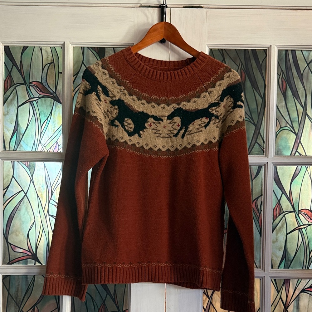 Bit & Bridle Rust and Black Crew Neck Sweater